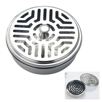 

Mosquito Coil Holder Safe Metal Round Rack Plate Portable Spiral With Cover Incense Repellent Mosquito Coil Holder Tray