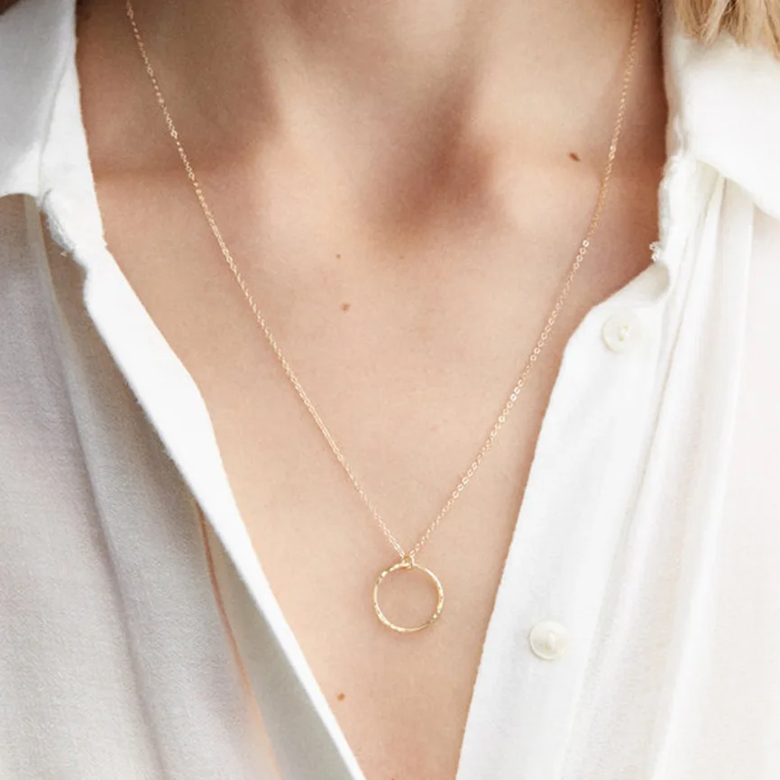

STERLING SILVER COLOR 925 NECKLACE PENDANT VINTAGE CIRCLE NECKLACE FOR WOMEN GOLD GEOMETRIC ROUND NECKLACE CHAIN JEWELRY GIFT