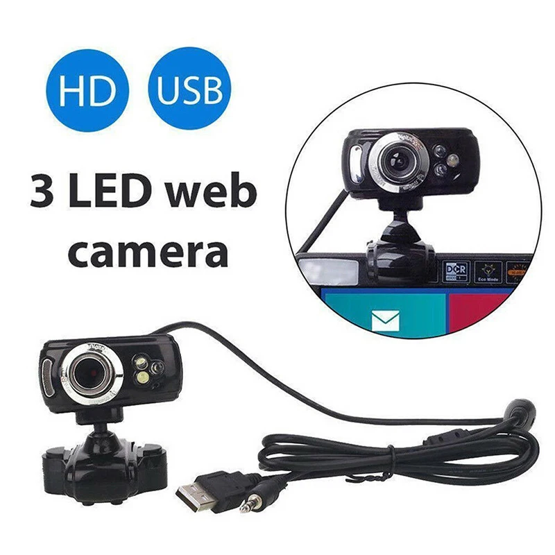 USB 50 м Веб-камера видео 360 градусов Поворотная Базовая камера с микрофоном для ПК ноутбука Skype