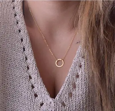 Fashion Simple Big Temperament Circle Clavicle Chain Necklace For Women Korean Pop Round Alloy Pendant Jewelry Wholesale | Украшения и