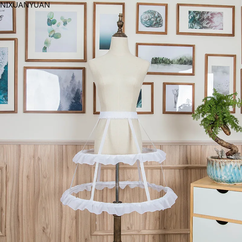 

Women Girls Lolita Hollow Lotus Leaf Lace Bird Cage Fish Bone Skirt Cosplay Dress Skirt Petticoat Bride Wedding Dress Lining