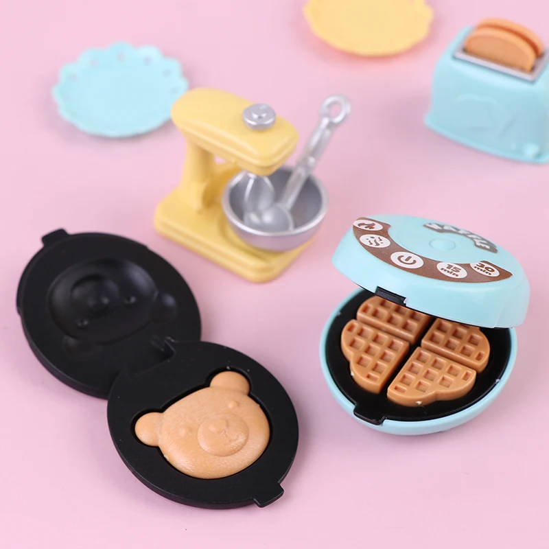1/12 Dollhouse Miniature DIY Kitchen Set Bread Machine Blender Electronic Scales Model Furniture Kitchen Accessories Kids Toys