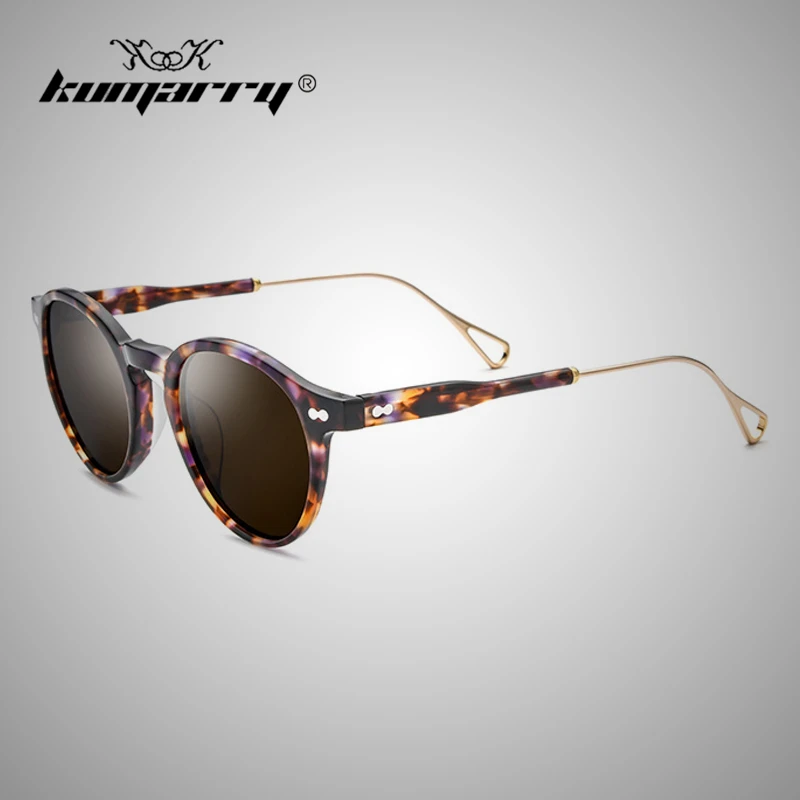 

KUMARRY Vintage Round Polarized Sunglasses Men/Women's Sun Glasses Luxury Sheet Material Frame Goggles Outdoors Sunglass UV400