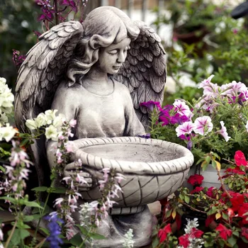

Outdoor Garden Flower Trays Villa Courtyard Angel Wing Girls Statues Cement Vase Crafts Retro Flower Pot Succulent Ornaments