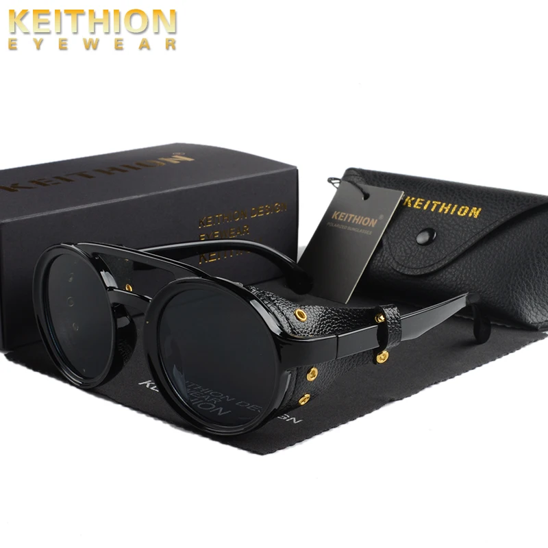 

KEITHION Fashion Steampunk Sunglasses Round Sunglass Brand Designer Women Men Vintage Sun Glasses UV400 Shades Eyewear