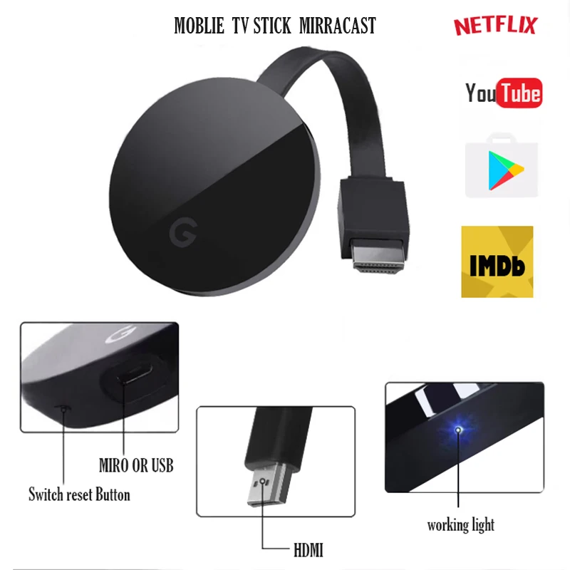 Хит HFLY yehua G5 2,4G wifi HDMI dongle tv stick android для crome cast para tv поддержка хрома/miracast/aiplay DLNA