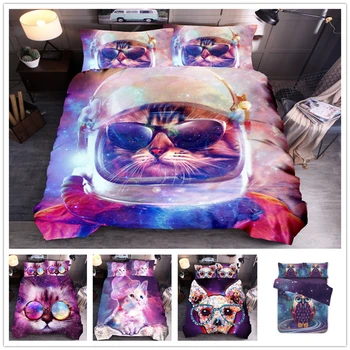 

3D Printing Bedding Set King Space Cat Duvet Cover Set Comforter Bedding Set Children XC01#