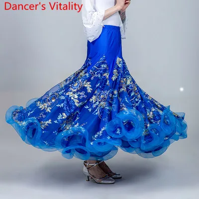 Only Skirt as Photo Женский сверкающий топ из бриллиантов вышитая рыбья кость юбка современное бальное Национальный Стандартный Вальс Конкурс танцев Одежда - Цвет: Only Skirt as Photo