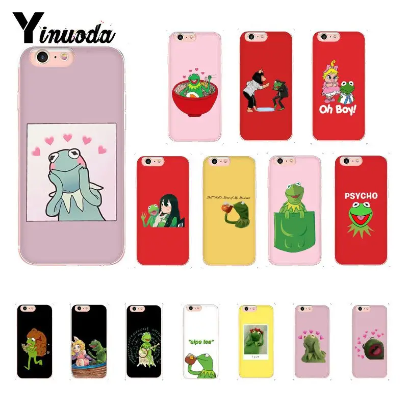 

Yinuoda Kermit the Frog cute cartoon Soft Silicone Phone Case for iPhone 8 7 6 6S Plus X XS MAX 5 5S SE XR 10 Cover 11 pro max