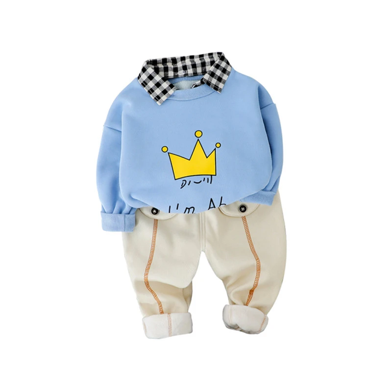 

New Autumn Winter Baby Boys Girls Fashion Clothes Children Thicken T Shirt Pants 2Pcs/set Toddler Casual Clothing Kids Tracksuit