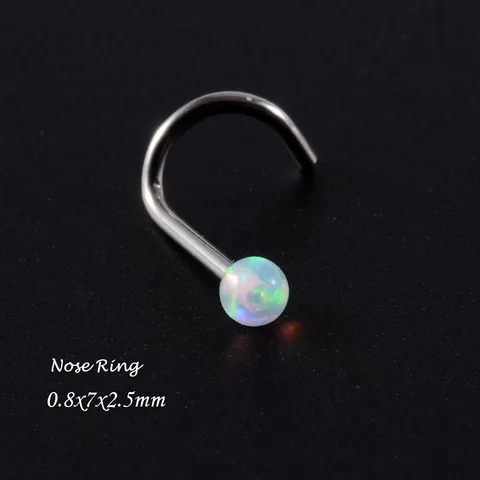 Surgical Steel Opal Stone Nose Stud Septum Clicker Rings Lip Ear Tragus Cartilage Helix Lobe Earrings Piercing Body Jewelry