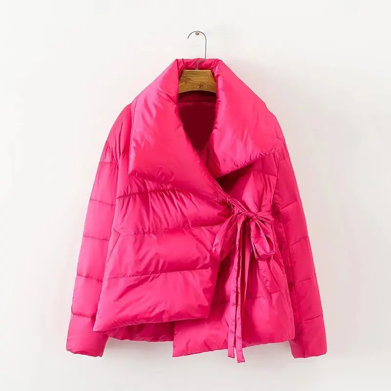 Весна и лето стиль розовый бант-акцент вниз хлопок пальто женское хлопок пальто Pop861