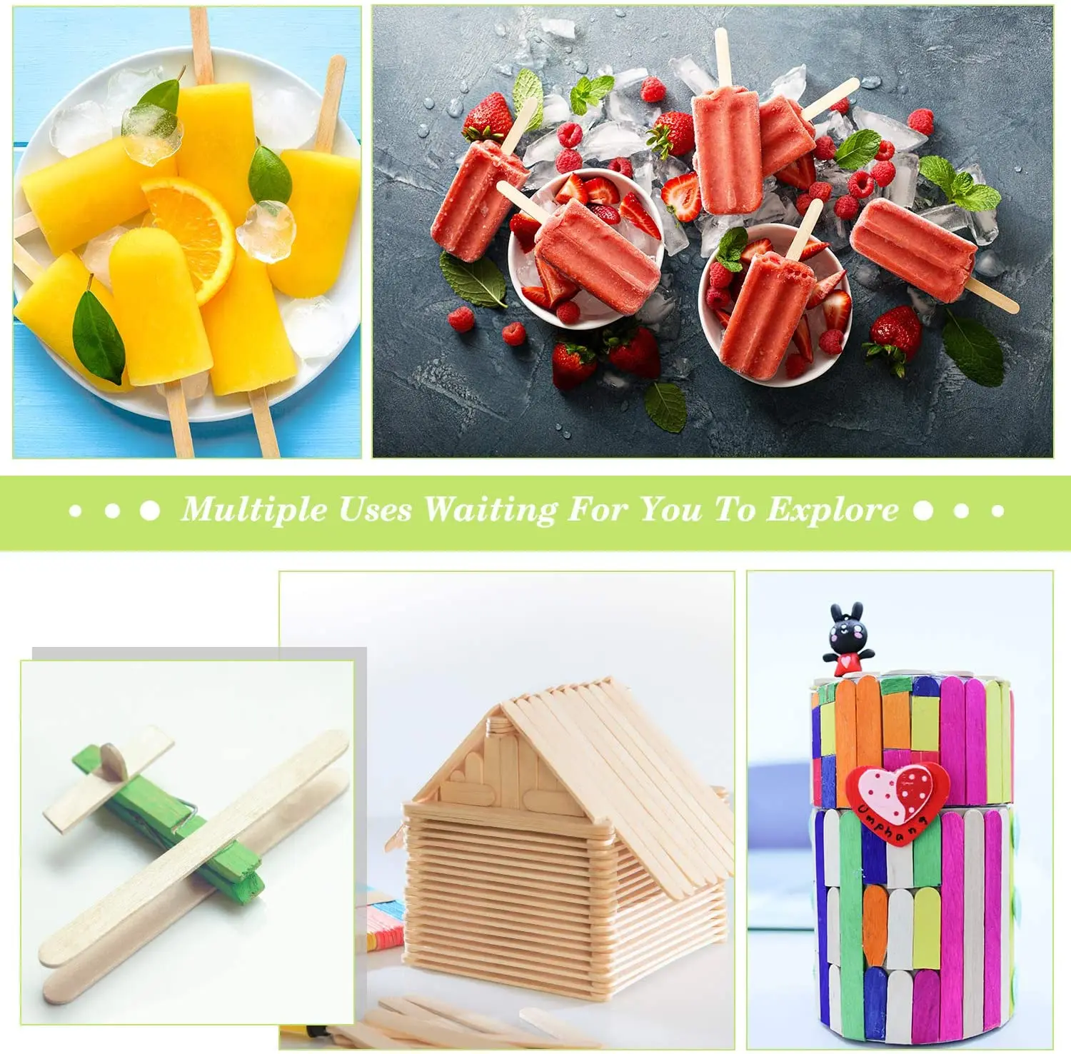 Popsicle Sticks and Pop Bags Set 300 Pcs