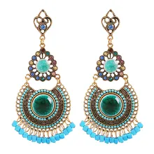 Lange Hanger Creative Oorbellen Boho Stijl Rotan Handgemaakte Kwastje Geometrie Lange Oorbellen Dames Sieraden(China)