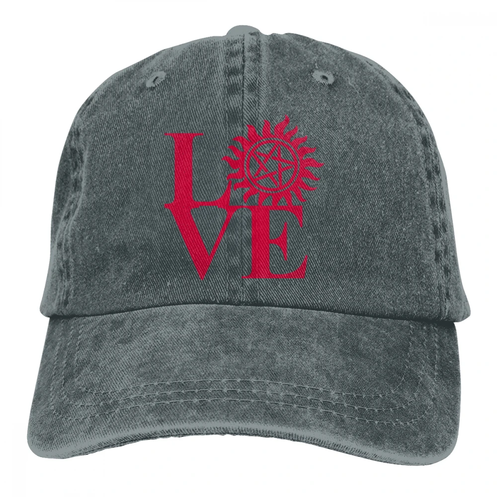 Supernatural Love Casquette черные унисекс Мужские Женские джинсовые бейсболка с ремешком кепки регулируемые Гольф папа шляпа