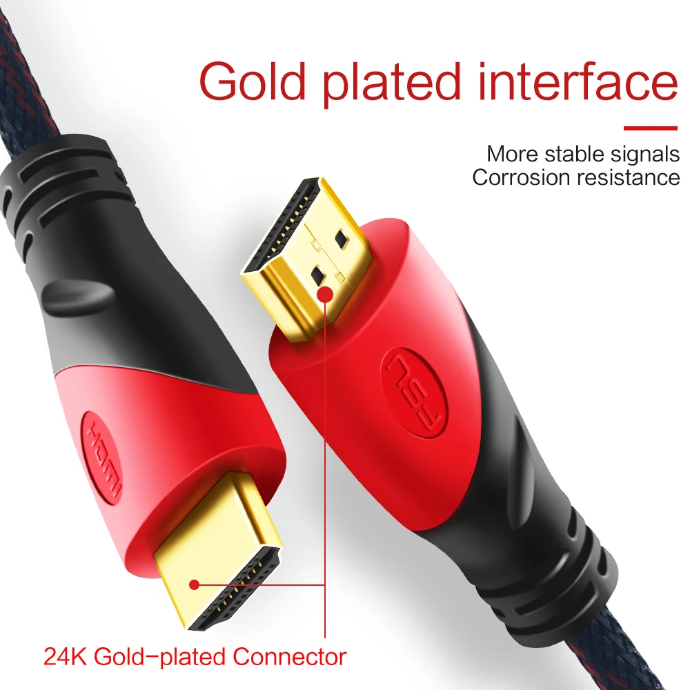 1080P HDMI кабель позолоченный Высокоскоростной соединительный кабель м 2 м 3 м 5 м 10 м Высокое качество красный и черный HDMI кабель