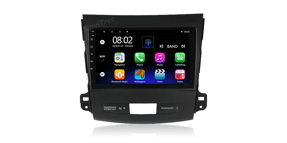 NaviTree 9 дюймов ips 1024*600 Android 9,0 автомобильный радио мультимедиа для Mitsubishi Outlander xl 2 2005-2011 bluetooth FM usb заднего вида