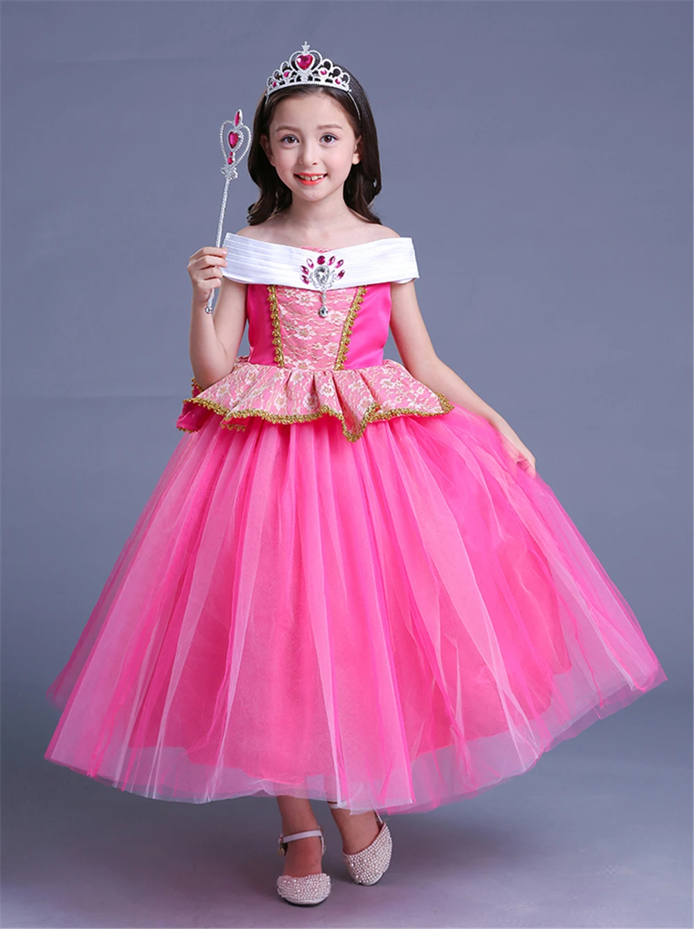 Нарядное платье принцессы Авроры для девочек Спящей Красавицы Детский костюм