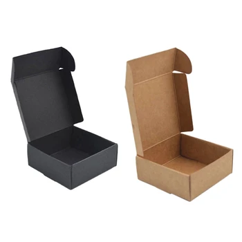 

200 x Small Kraft Paper Box Cardboard Handmade Soap Box Craft Paper Gift Box Packaging Jewelry Box Brown & Black