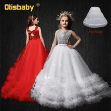 Рождественские Элегантные платья для девочек; выпускные Бальные платья для девочек-подростков; Пышное Платье для торжественных случаев; блестящее Многоуровневое платье с блестками