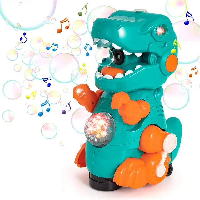 Kids Electric Dinosaur Bubble Machine Music Lighting Toys Bubble