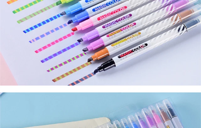 GENVANA Art Magic Color-changing Marker Pen 12 Colors Girls Hand Painted  Note Discoloration Pen Double-headed Highlighter G-0595 - AliExpress