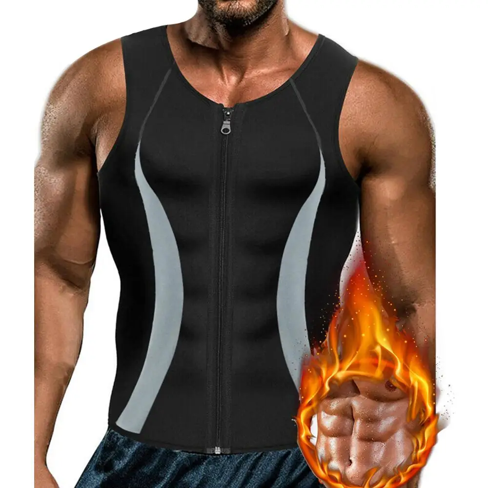 Men Slimming Body Shaper Zipper Black Chest Compression Shirt