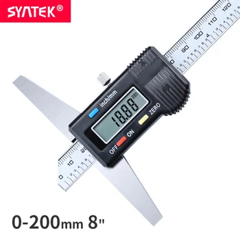 

Syntek 0-200mm 8" Standard Digital Depth Vernier Caliper Micrometer Stainless Steel Electronic Digital Depth Gauge 0.01mm