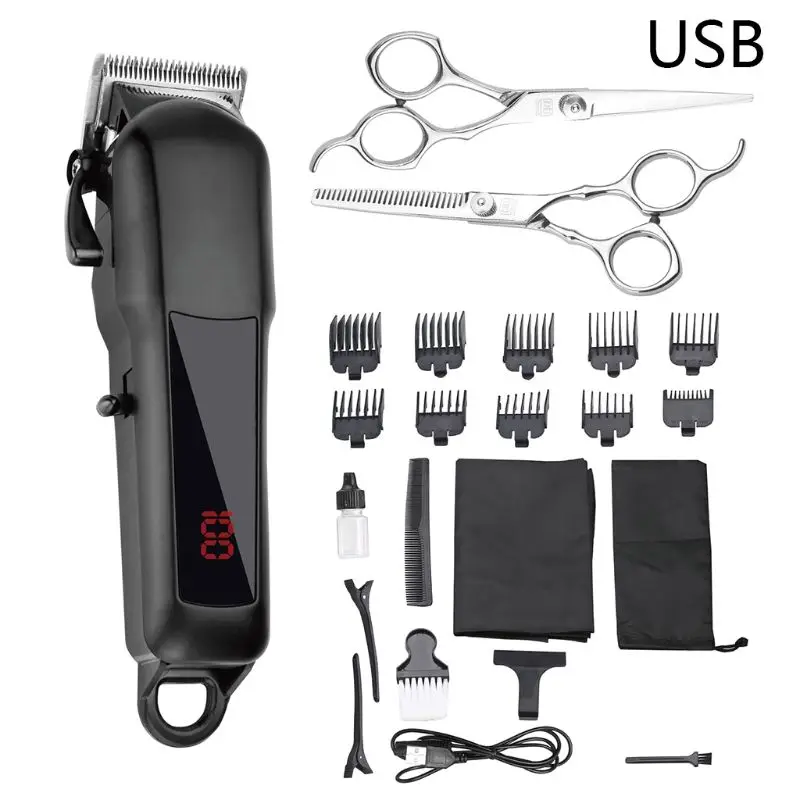 

LCD Professional Hair Trimmer Hair Clipper Rechargeable 2000mAh Lithium battery Hair Cutter for Salon Home