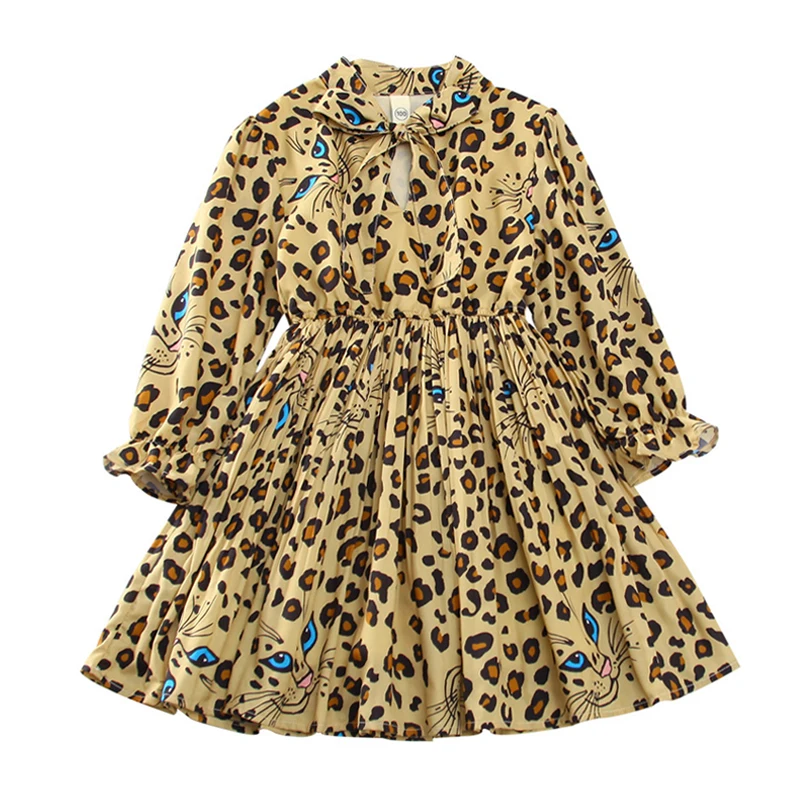 Babyinstar/От 3 до 7 лет; Детские платья для девочек; леопардовое платье принцессы; Детский костюм для девочек; Детские свадебные платья; осенняя одежда для детей
