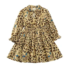 Babyinstar/От 3 до 7 лет; Детские платья для девочек; леопардовое платье принцессы; Детский костюм для девочек; Детские свадебные платья; осенняя одежда для детей