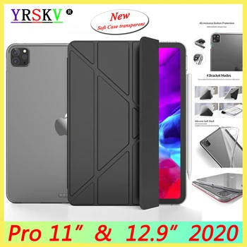 

New Case For iPad Pro 11 inch 2018/2020,back transparent soft shell for iPad Pro 12.9 inch 2020 Smart sleep wake Case Cover