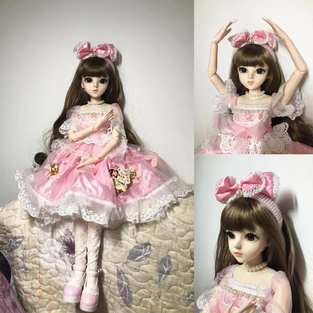 Girls Gift 1/3 BJD Doll 60cm Ball Jointed Female Body Face Eyes Makeup Clothes 