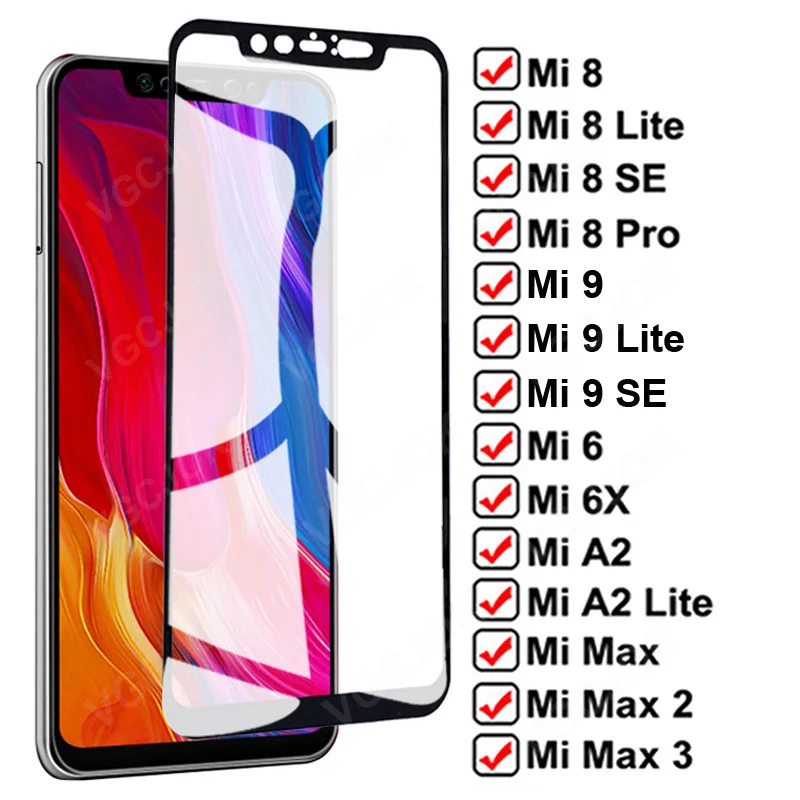 9D Full Protection Glass For Xiaomi Mi 8 Lite 9 SE Mi8 Mi9 Pro Tempered Screen Protector 6 6X A2 lite Max 2 3 Protective Film | Мобильные