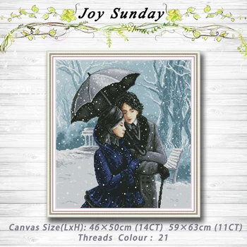 

Couple in the snow lovers decor Patterns 14CT 11CT Counted Cross Stitch Sets embroidery sets Needlework kits Home decor