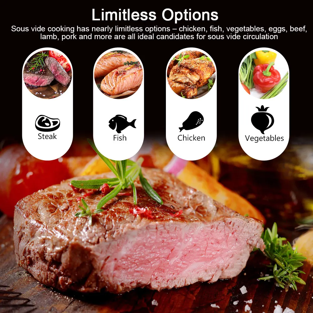 Sous Vide Cooker 8th Generation Stainless Steel Smart App Wifi IPX7 1800W Immersion Circulator Vacuum Heater