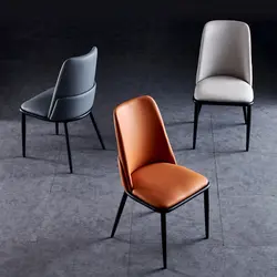 Nordic Leather Dining Chairs Home Furniuture Bedroom Kitchen Chair Simple Modern Restaurant Living Room Single Backrest Chair