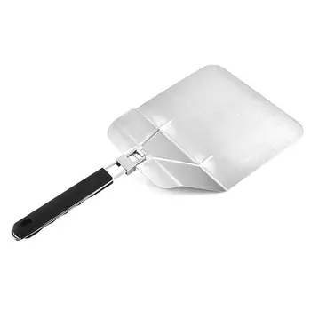 

Hot Foldable Stainless Steel Pizza Shovel Square Safety Transfer Cake Shovels With Rubber Handle Baking Tools Kitchen Accessory