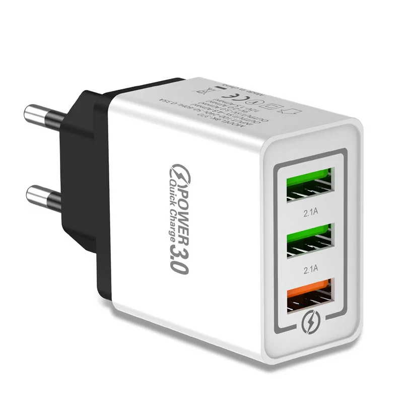 USLION Quick Charge 3,0 USB зарядное устройство для путешествий настенный адаптер быстрой зарядки для iPhone 7 XS samsung Xiaomi планшетов мобильного телефона type C - Тип штекера: Black