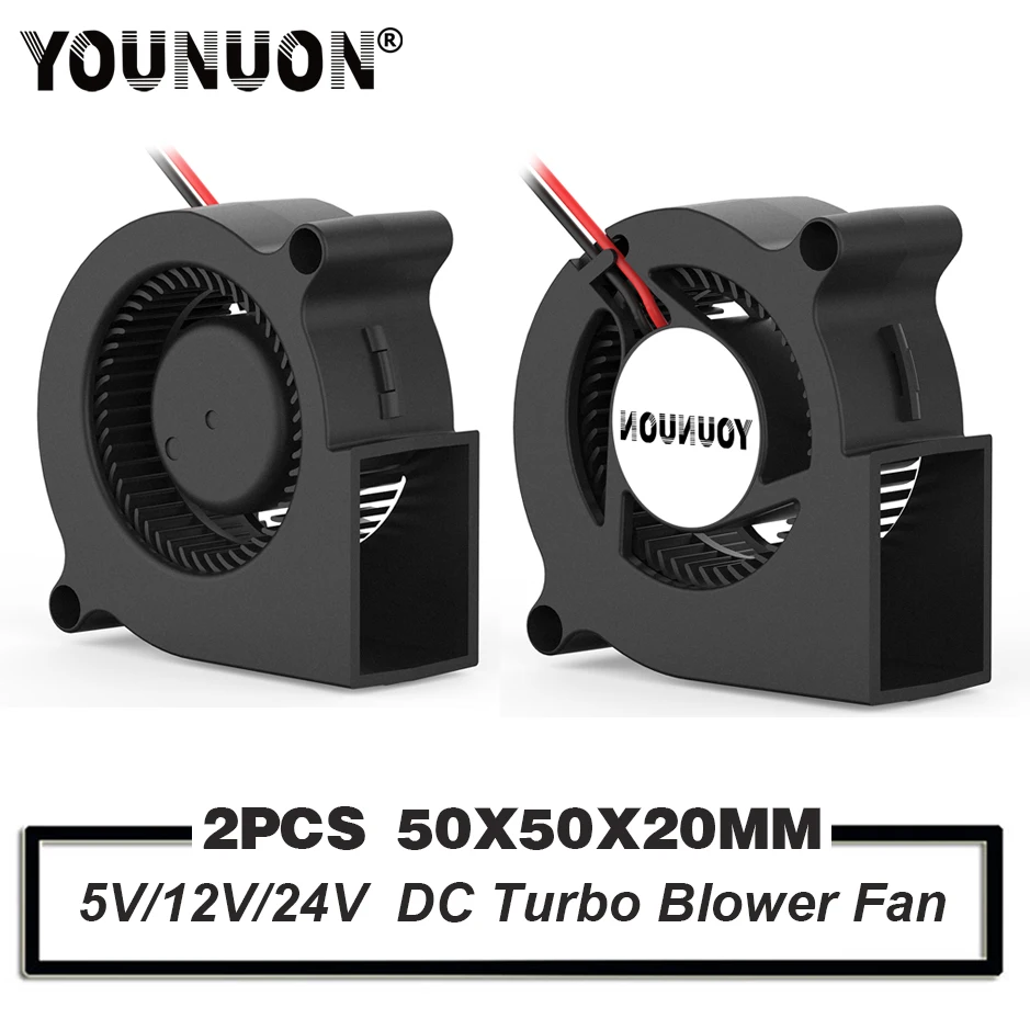 Younuon dos Peças 5020 50 mm Ventiladores do Ventilador dc 24v 12v 5v 2pin Bola Dupla Luva Que Carrega Ventilador de Refrigeração sem Escova 50x50x20 mm Ventilador do Ventilador do Turbocompressor