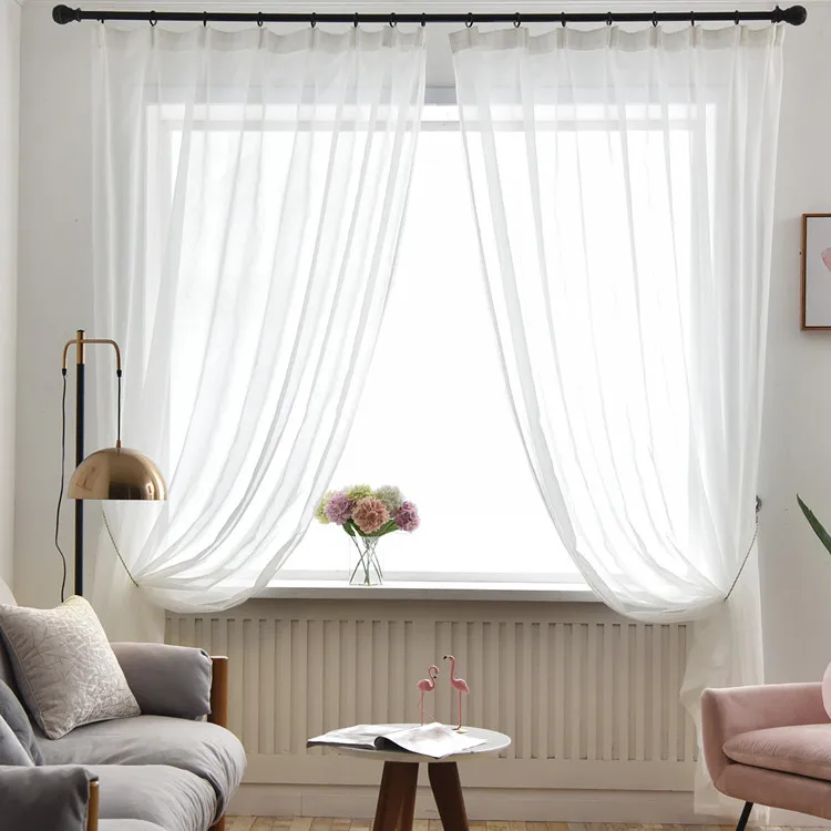 

White Tulle Curtain for Living Room Window Tulle Bedroom Decoration Voile Sheer Tulles