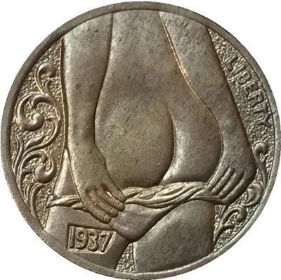Хобо Никель 1937-D 3-х ножках с гравировкой в виде американского бизона из никеля копия монет Тип 55 - Цвет: UNC