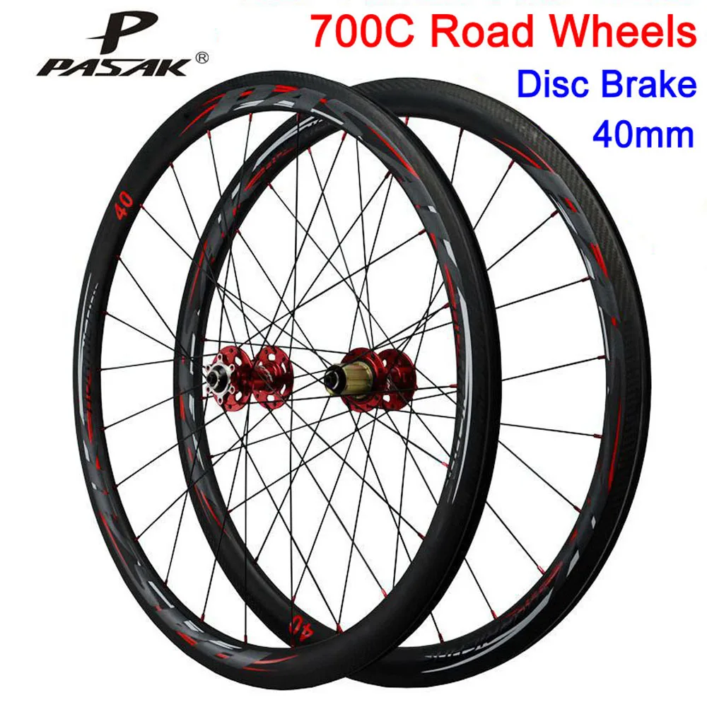 700c Wheelset Carbon Road Bicycle Disc Brake Wheels 40mm Depth Rims
