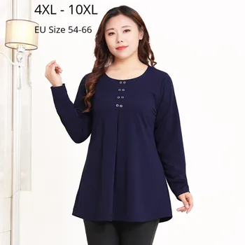 

Plus Size 10XL 8XL 6XL 4XL Women Long Sleeves Spring Tshirts 2020 New Femme Crew Neck Casual Tops A-line Slim T-shirt For Mujers