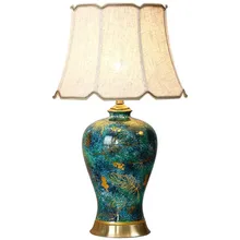 Роскошный синий зеленый керамический Настольный светильник для фойе кровать комната кабинет квартира Современная Америка Страна настольный свет для чтения 63/7 см 2504