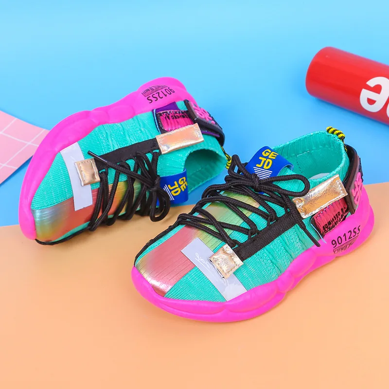 

Online Celebrity 2019 Autumn Shoe Children Sports Shoes Fly Woven CHILDREN'S Shoes BOY'S Mesh Breathable Big Boy Running Shoes