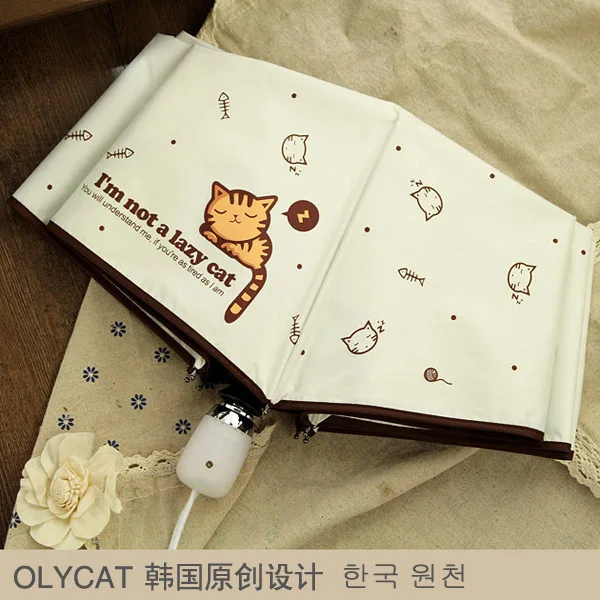 Кошачий зонтик Детский креативный милый котенок полностью автоматический трехкратный черный пластиковый зонты от УФ-лучей защита женские зонты 50ys60