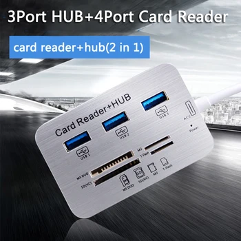 

3 Port USB 3.0 Hub MS SD M2 TF Multi-In-1 Memory Card Reader Adapter 5Gbps Data File Transmission For Windows Any PC