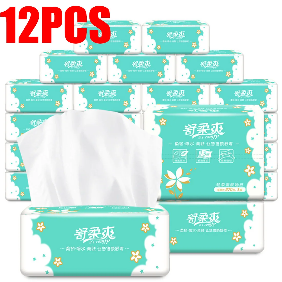 

Price Jump 12 Rolls Kin-friendly Maternal And Child Toilet Paper Bulk Bath Tissue Bathroom White Soft 3 Ply 80g / Roll