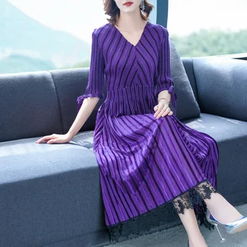 

Autumn Women Pleated Fashion New Tidal Loose Big Size Popular High-end Dress